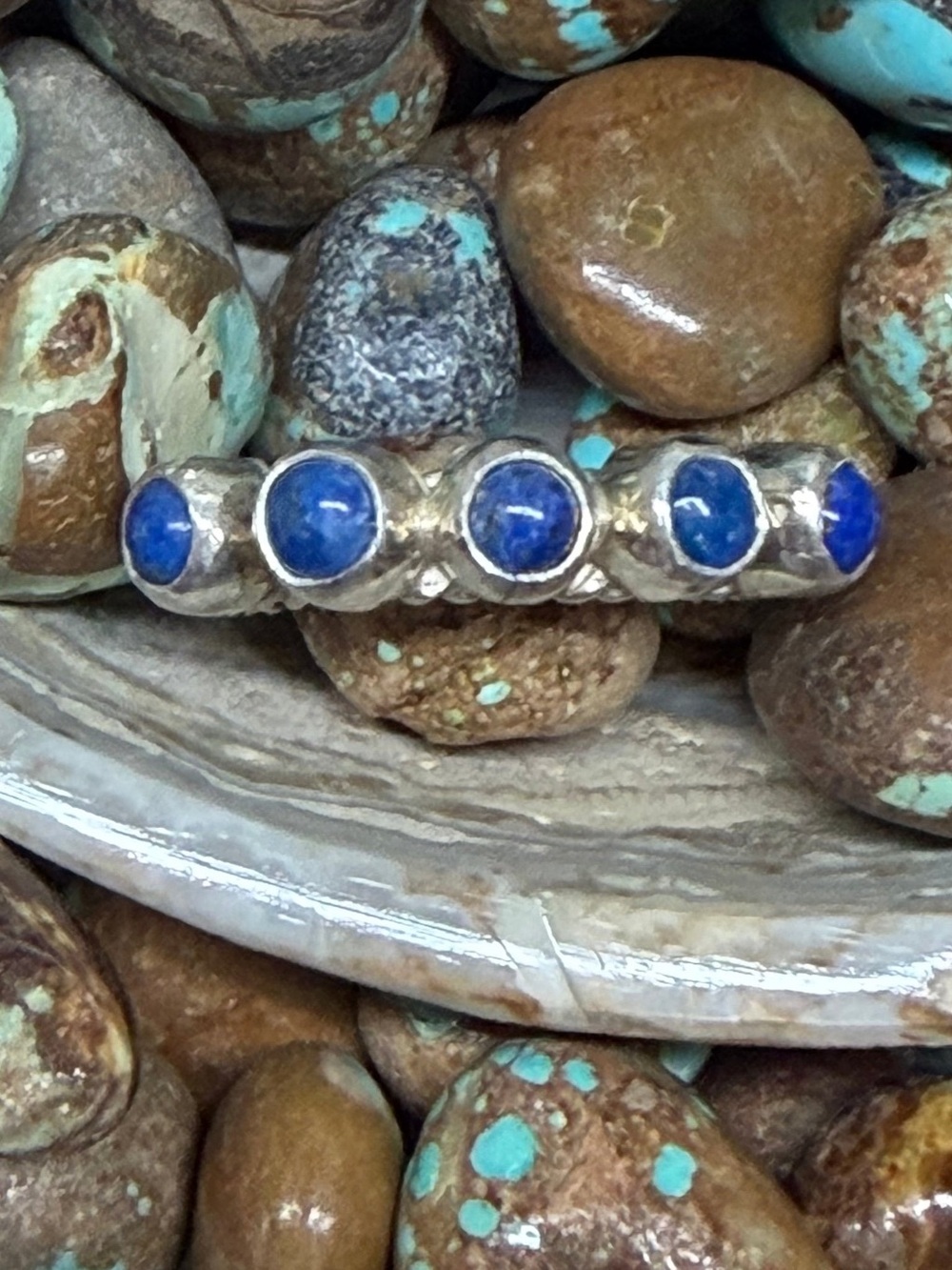 Sterling Silver Blue lapis Stone Band Ring - Women Jewelry - Picture 1 of 3
